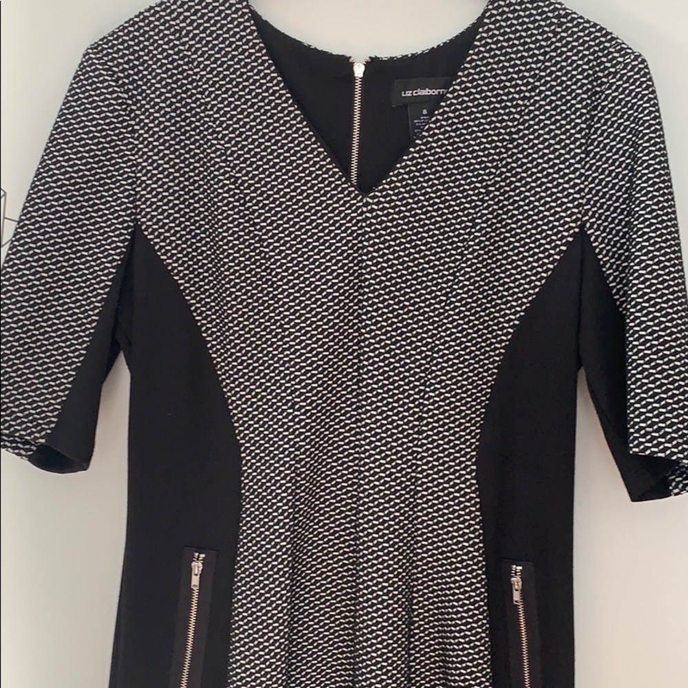 Grey and black dress with zippered pockets